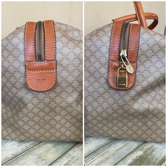 Vintage Céline Macadam Duffle Bag Large Travel Boston Weekender 45cm Unisex - Picture 5 of 16